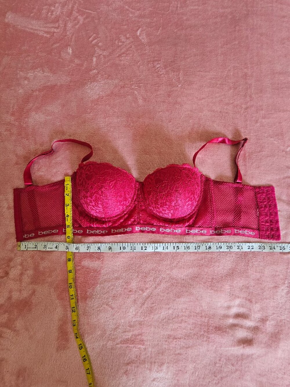 34DD bebe Fuchsia Lace Longline Bra - Picture 8 of 16